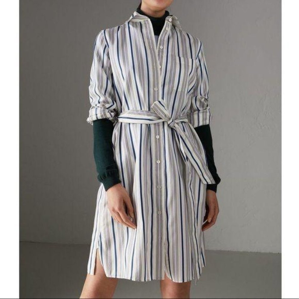 Burberry AYA Silk Button Down Shirt Dress NO BELT